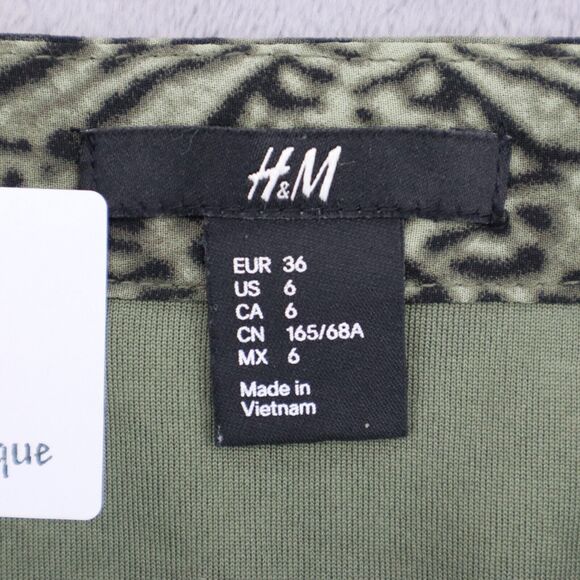 HM Skirt Womens 6 Green Animal Print A Line Layered Side Zipper Bottoms - Picture 2 of 16